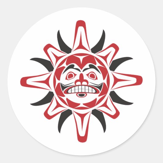 Tlingit Sun Ronde Sticker (Voorkant)