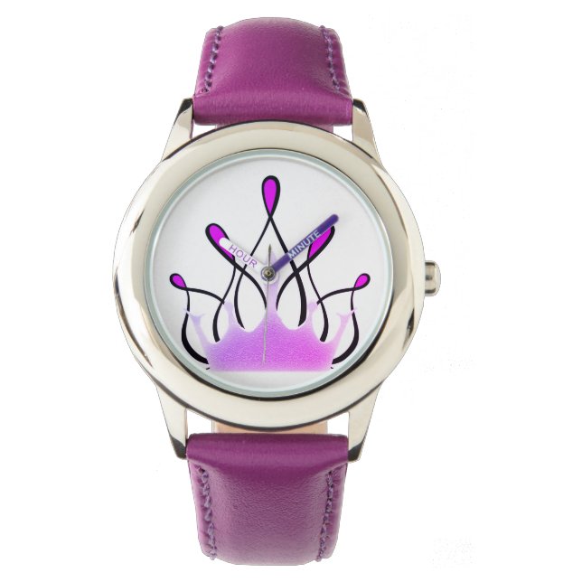 TMH COLLECTIE -  Paarse lint horloge meisjes (Voorkant)