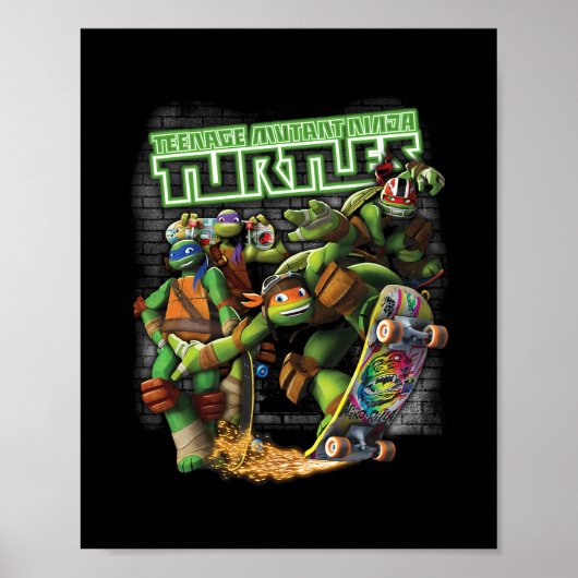 Tmnt Ninjas Neon Skateboarden Poster (Voorkant)