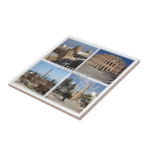 TN018 TUNESIË, Mozaïek, Afrika, Tegeltje