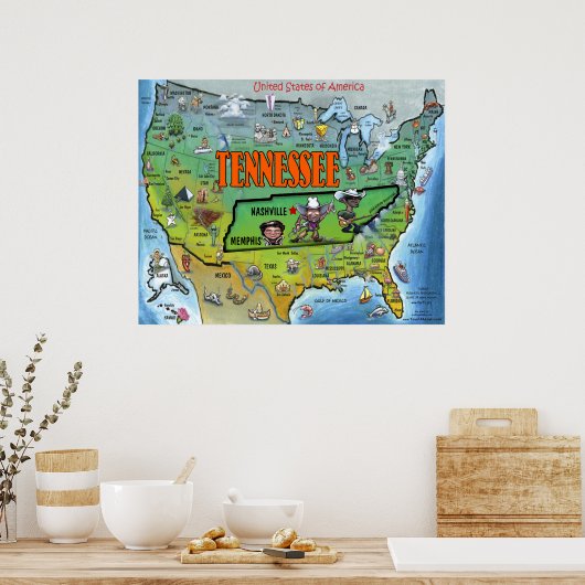 TN USA Map Poster (Keuken)