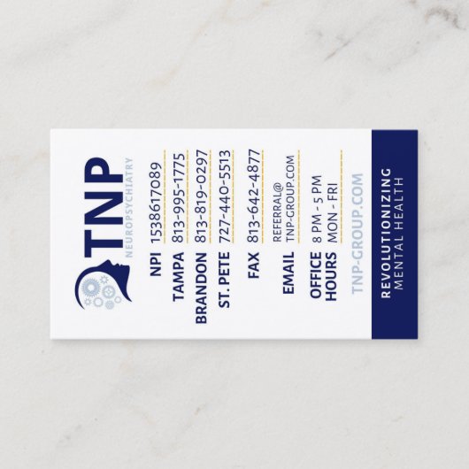 TNP-VERWIJZINGS-KAART VISITEKAARTJE (Voorkant)