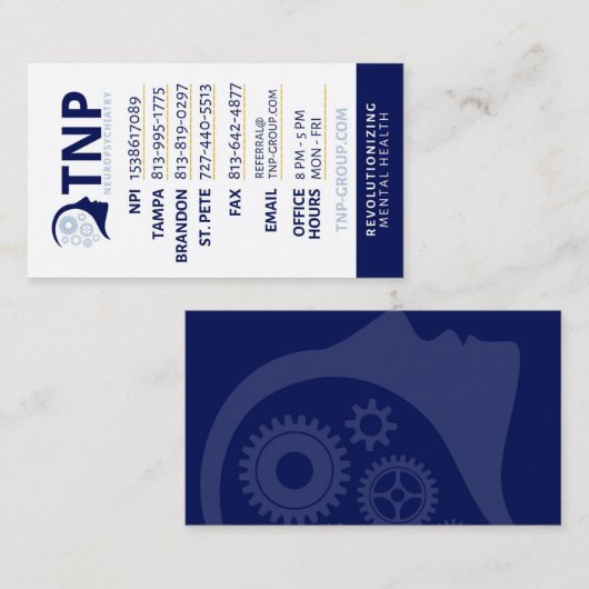 TNP-VERWIJZINGS-KAART VISITEKAARTJE (Voorkant / Achterkant)