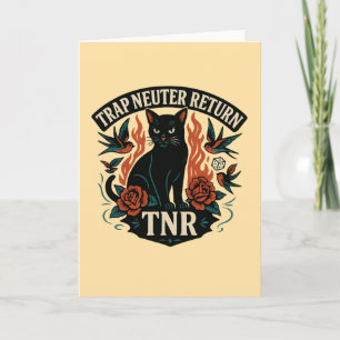 TNR Rockabilly Kat Vintage Tattoo Zwart Kat Kaart