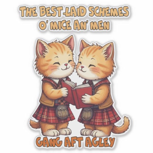 To A Mouse Orange Cats Reciting Burns Sticker (Voorkant)