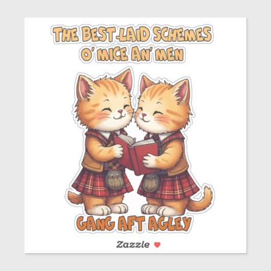 To A Mouse Orange Cats Reciting Burns Sticker (Vel)