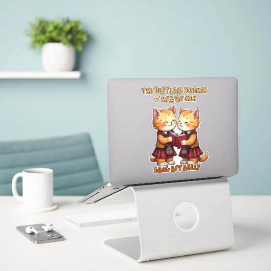 To A Mouse Orange Cats Reciting Burns Sticker (Laptop op bureau)