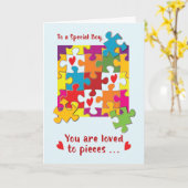 To a Special Boy Valentine Puzzle Love to Pieces Kaart (Gele Bloem)