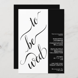 To Be Wo Minimal 2 Pane Zwart & Wit Bruiloft Kaart