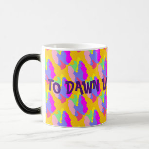 To Dawn with love paarse geel kleine pufjes patroo Magische Mok