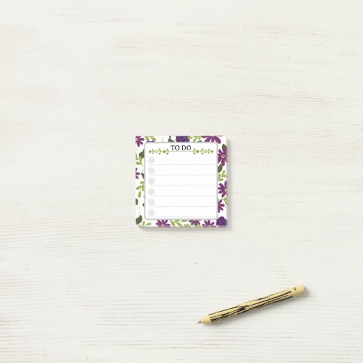 To-do lijst Sticky Notes – Paarse tuin (Op bureau)