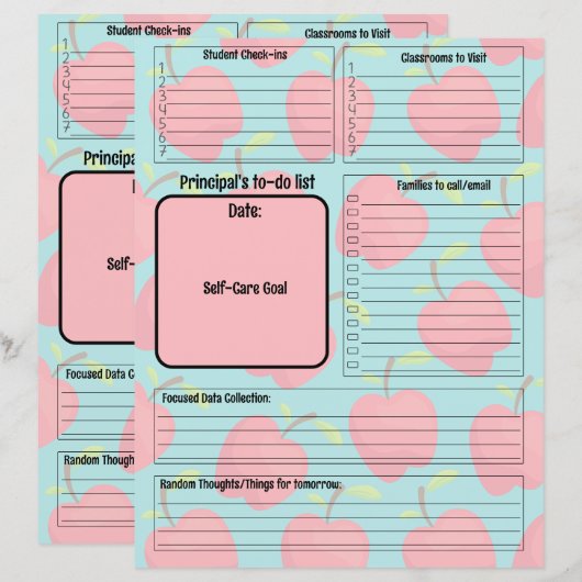 to-do-lijst van schooldirecteuren (Voorkant / Achterkant)