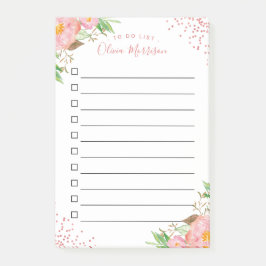 To Do List - Blush Pink Floral Confetti Stippen Post-it® Notes