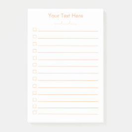 To Do List Custom Post-it® Notes White Orange 4x6