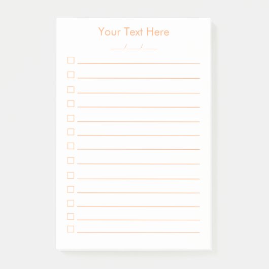 To Do List Custom Post-it® Notes White Orange 4x6 (Voorkant)