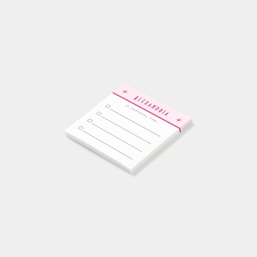 to do list, dankbaarheid checklist roze rand post-it® notes (Schuin)