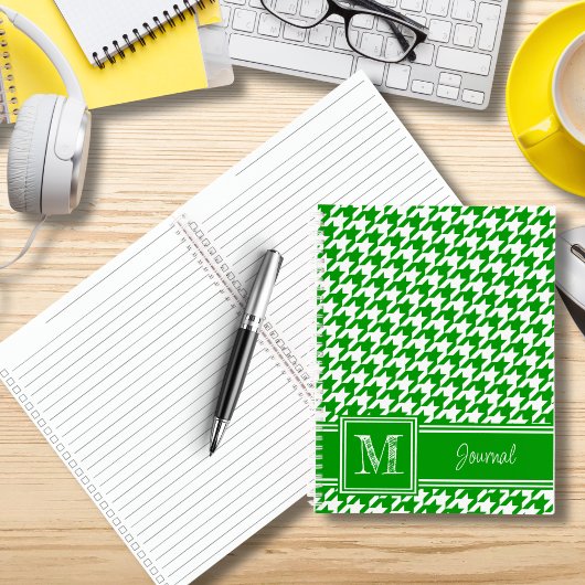 To-Do Monogrammed Green Houndstooth Checklist Notitieboek