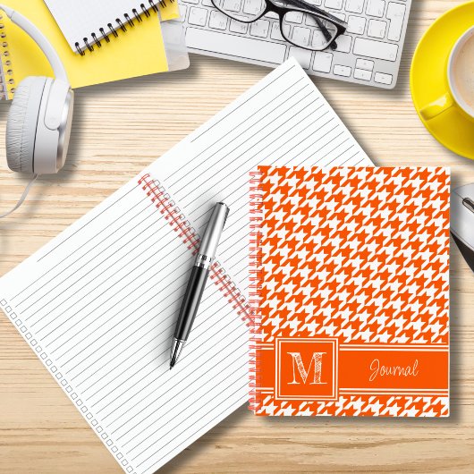 To-Do Monogrammed Oranje Houndstooth Checklist Notitieboek
