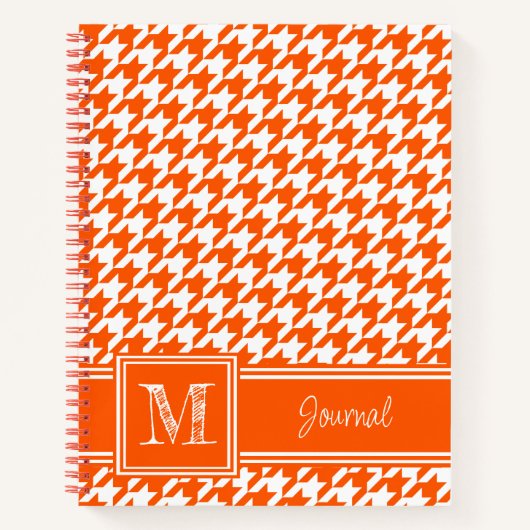 To-Do Monogrammed Oranje Houndstooth Checklist Notitieboek (Voorkant)