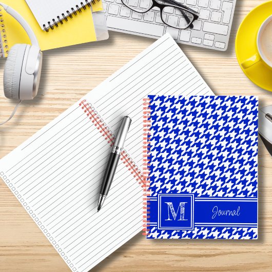 To-Do Monogrammed Royal Blue Houndstooth Checklist Notitieboek