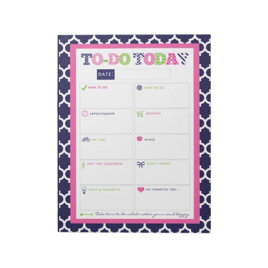To-Do Today - Preppy Prints & Patronen Notitieblok (Linkerzijde)