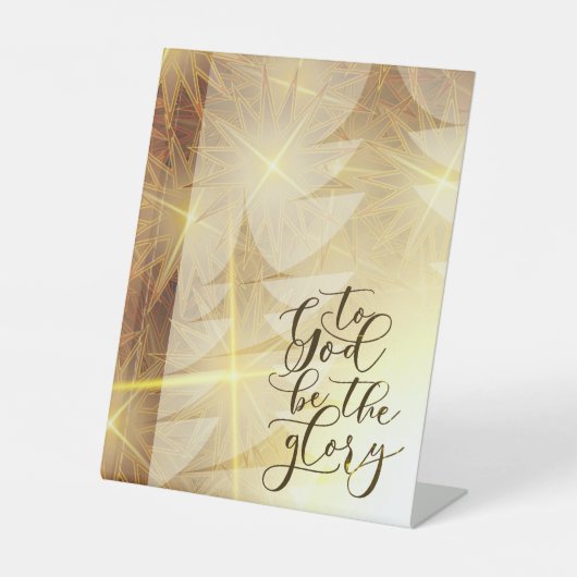 To God be the Glory Christmas Gold Tree Stars Reclamebord Met Voetstuk (Voorkant)
