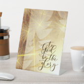 To God be the Glory Christmas Gold Tree Stars Reclamebord Met Voetstuk (Insitu)
