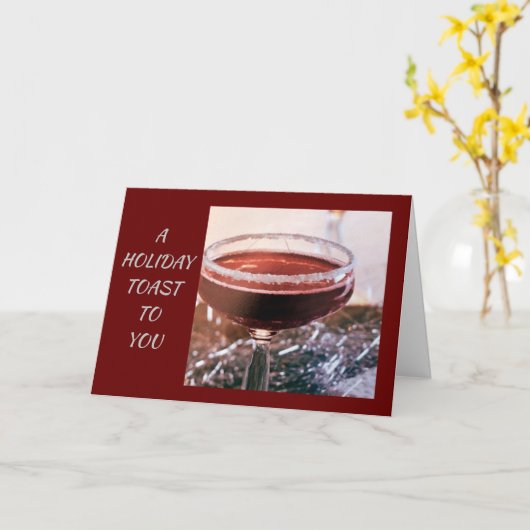 TO "GOOD FRIENDS" A HOLIDAY TOAST TO YOU KAART (Gele Bloem)