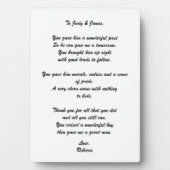 "To Groom's ouders" Poem Plaque Fotoplaat (voorkant)