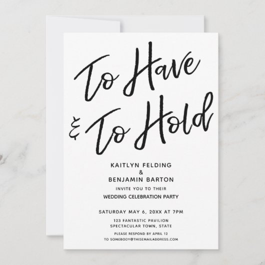 "To Have & To Hold" Casual evenement na de bruilof Kaart (Voorkant)