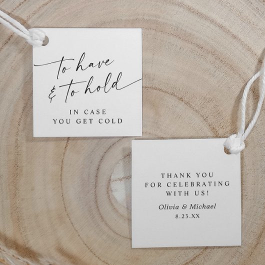 To Have & To Hold Modern Wedding Slipper  Bedankjes Labels