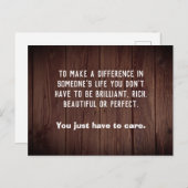 To make heeft een verschil in someone's life wood briefkaart (Voorkant / Achterkant)