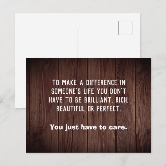 To make heeft een verschil in someone's life wood briefkaart (Voorkant / Achterkant)