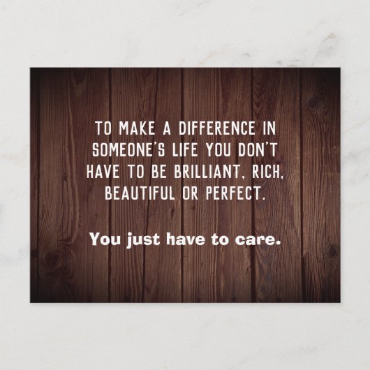 To make heeft een verschil in someone's life wood briefkaart (Voorkant)