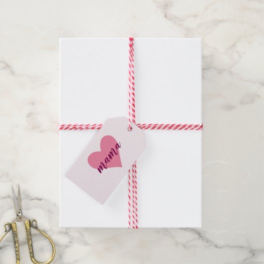 To Mama With Love: Pastel Pink Heart Gift Label Cadeaulabel (Met Touw)