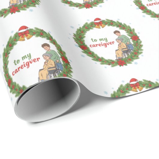 To My Caregiver Christmas Wrapping Paper Cadeaupapier (Rol Hoek)