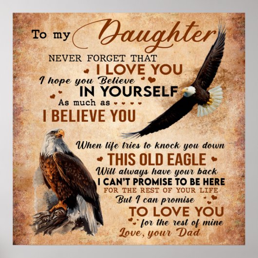 To My Daughter Gift, Dad And Daughter, Eagle Lover Poster (Voorkant)