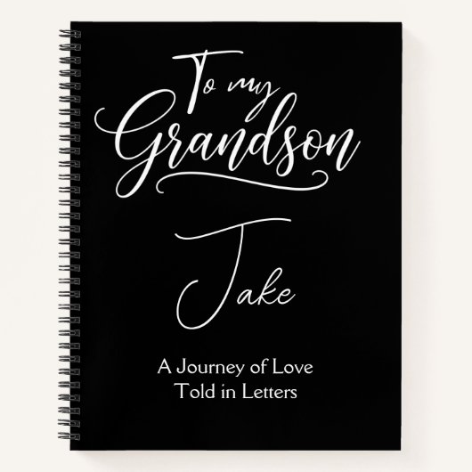To My Grandson Personalized Black  Notitieboek (Voorkant)