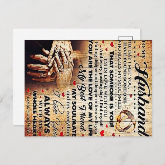 To My Husband Design Love Letter Gift To Him Aankondigingskaart (Voorkant / Achterkant)