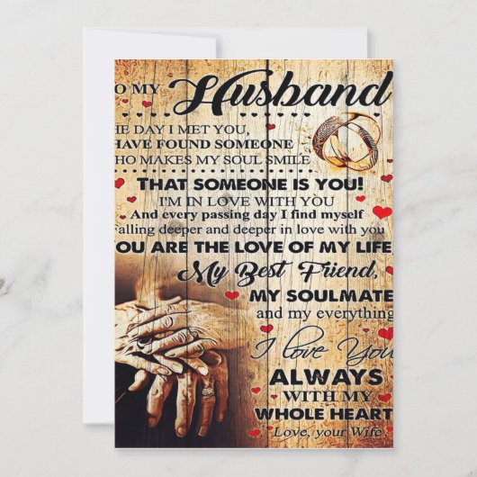 To My Husband Design Love Letter Gift To Him Feestdagenkaart (Voorkant)