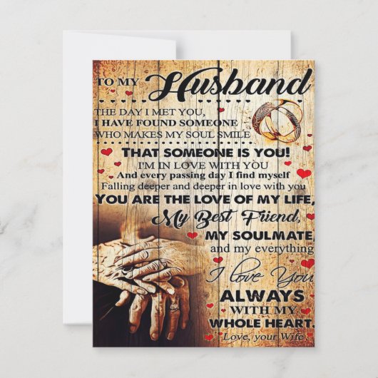 To My Husband Design Love Letter Gift To Him Kaart (Voorkant)