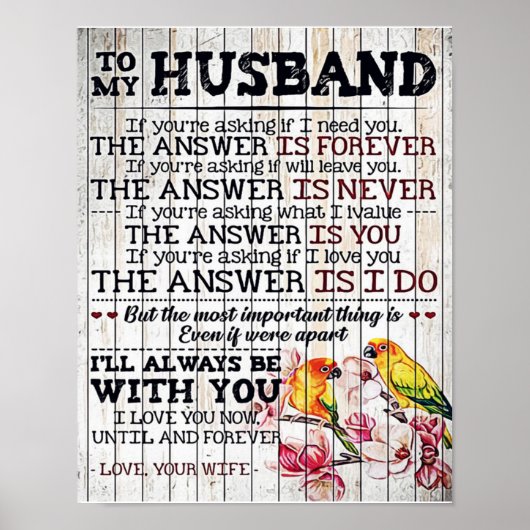 To My Husband Design, New Home Gift Poster (Voorkant)