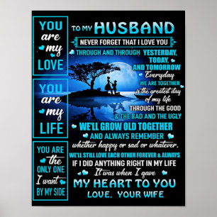 To My Husband Gift, Cute Husband Birthday Gift Poster