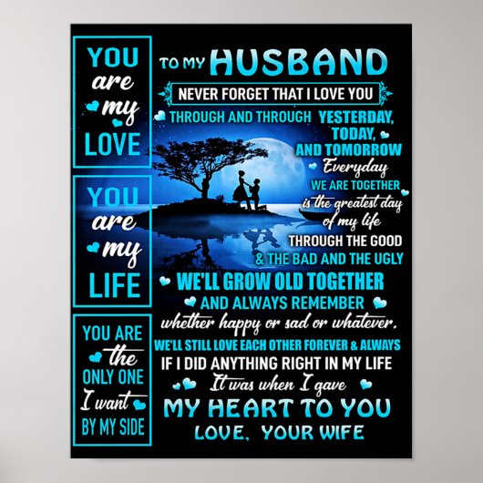 To My Husband Gift, Cute Husband Birthday Gift Poster (Voorkant)