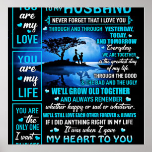 To My Husband Gift, Cute Husband Birthday Gift Poster