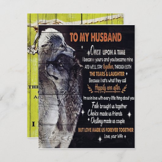To My Husband Gift, Personalized Present Kaart (Voorkant / Achterkant)