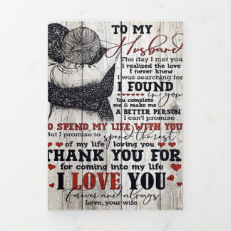 To My Husband Present | Cute Quotes Gift | Drieluik Aankondiging