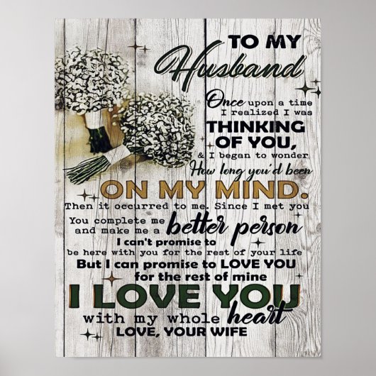 To my Husband |To My Husband Love Quotes To Him Poster (Voorkant)