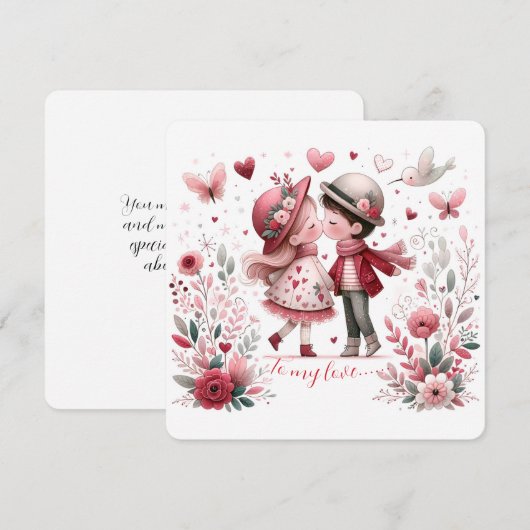 To My Love On Valentines Day Kissing Feestdagenkaart (Voorkant / Achterkant)