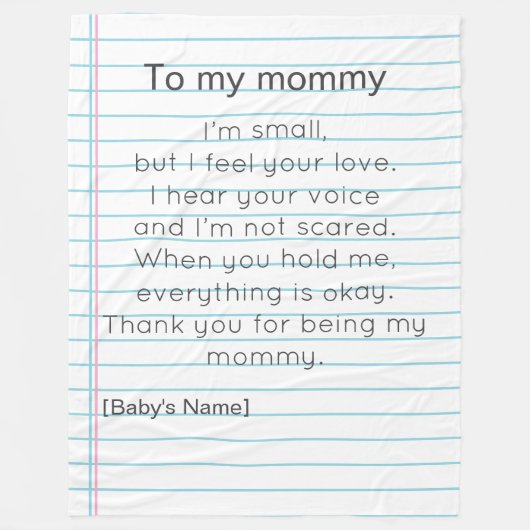 To My Mommy for First Mother's day personalized  Fleece Deken (Voorkant)